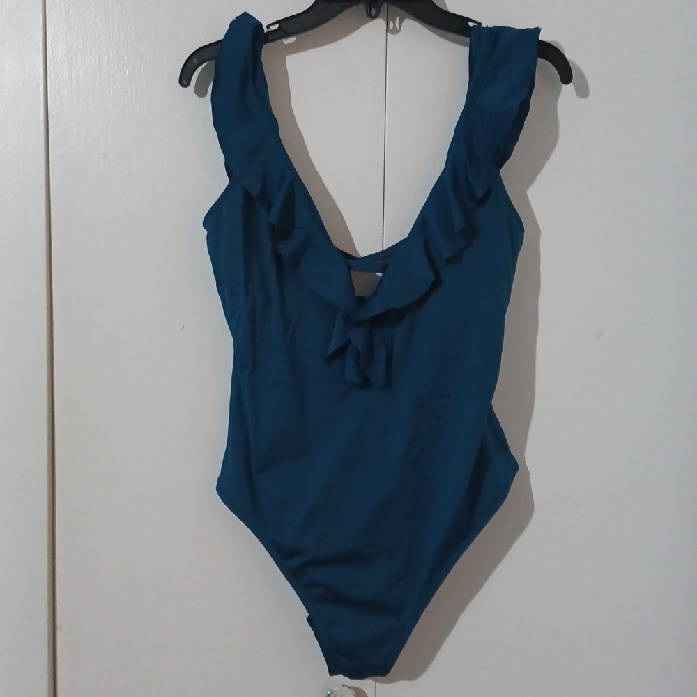 Teal Ruffle One-Piece Swimsuit